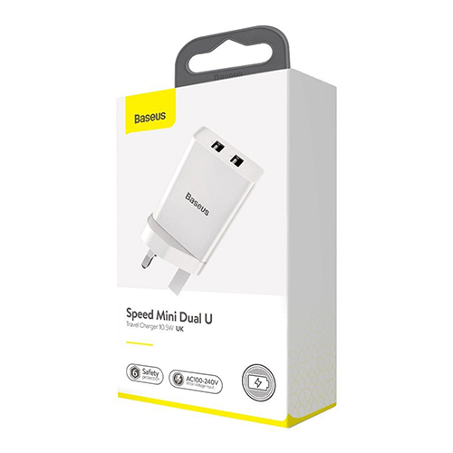 شاحن من بيسوس 2 USB مزدوج - 10.5W  تصميم خفيف الوزن ومحمول (كود :37)