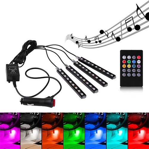 4 in 1 Car Decorative Light Bar 12V 8 Colors LED Changing Lighting with Music 5050-SMD (Code223)