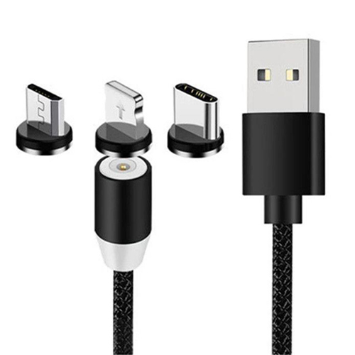 كيبل 3×1 شاحن مغناطيسي كيبل USB محول مايكرو وتايب سي ولايتنينج(كود:63)