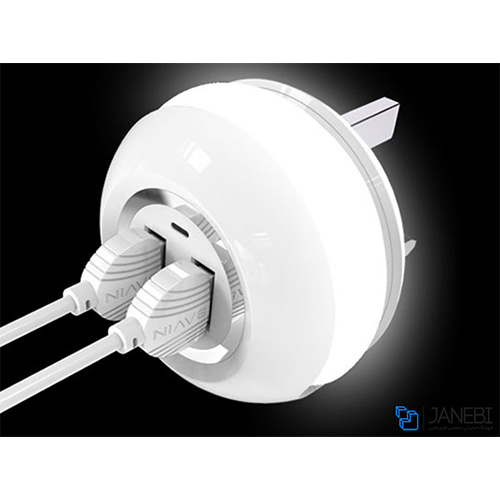 بأفين PC566E شاحن  2 × 1 كشاف LED متعدد الاستخدام  + 2 منفذ يو اس بي 2.4أمبير (كود :70)