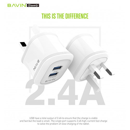 شاحن كهرباء بمخرجين USB بأفين PC390E (كود :71)