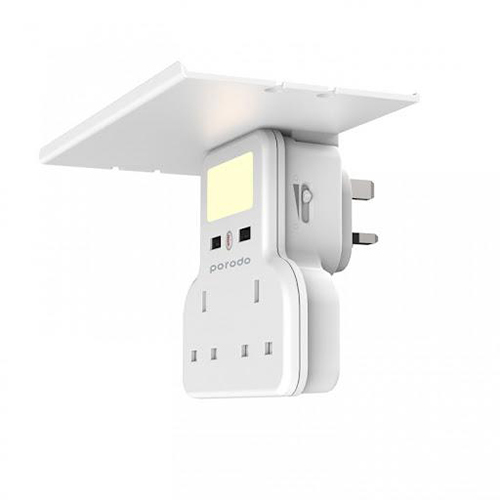 بورودو -  2 مقبس كهرباء بستاند + 2 USB  متعدد الوظائف بتصميم ذكي وضوء ليلي 13 أمبير 12 واط (كود:125)