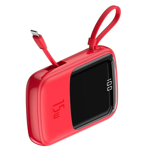 بيسوس–10,000mAh بطارية احتياطية ثنائي USB مع شاشة عرض 3 أمبير وكيبل لإيفون - موديل PPQD-B0(كود :94)