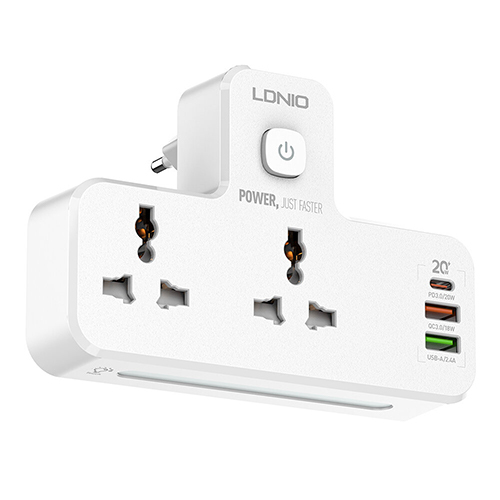 شاحن لدنيو بقوة 20 واط  يحتوي على 2 مقبس كهرباء ومنفذ USB 2 + PD- موديل SC2311(كود:42)