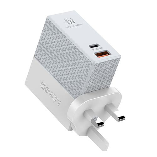 لدنيو- شاحن عالمي بقوة 65 واط  1 منفذ USB C سريع  من النوع C شاحن حائط - موديل A2620C (كود:108)