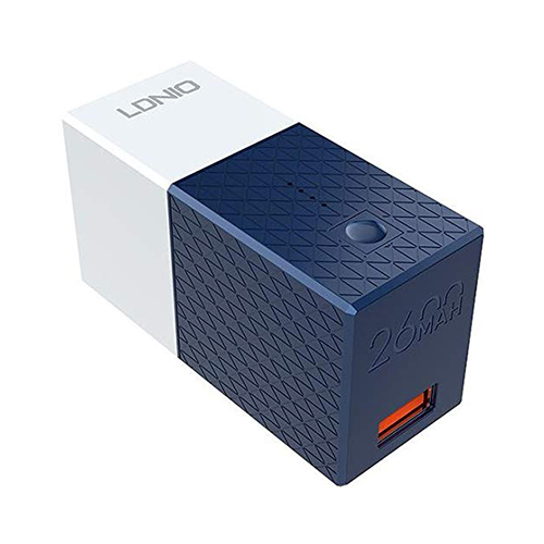 لدنيو - بأور بانك متعدد الوظائف 2600 مللي أمبير مع شاحن محول 1 USB - موديلPA307 (كود:41)