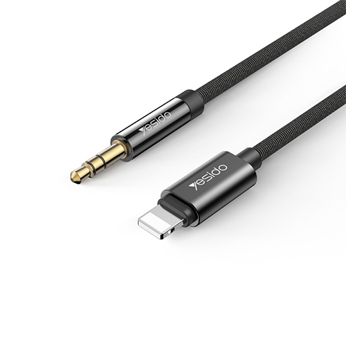كيبل محول الصوت Lightning  إلى Aux Jack 3.5 ملم ، طوله 1.2 متر ، أسود(كود:170)