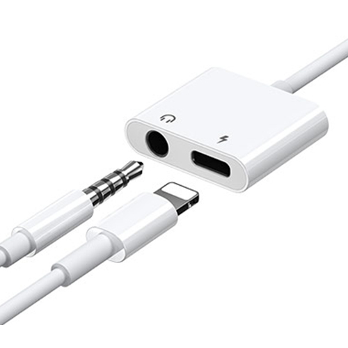 Jerome Lightning to 3.5mm Audio Jack Adapter + Lightning Charging Port - White (Code: 171)