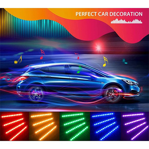 4 in 1 Car Decorative Light Bar 12V 8 Colors LED Changing Lighting with Music 5050-SMD (Code223)