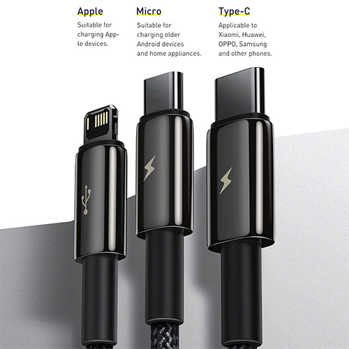 Baseus Cable - 3 in 1 Multifunctional USB to Micro / Type C / Lightning