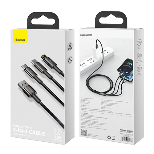 Baseus Cable - 3 in 1 Multifunctional USB to Micro / Type C / Lightning