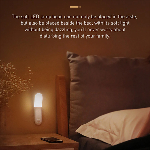 بيسوس ضوء LED الليلي للانتباه لجسم الإنسان USB قابل لإعادة الشحن (كود :154)