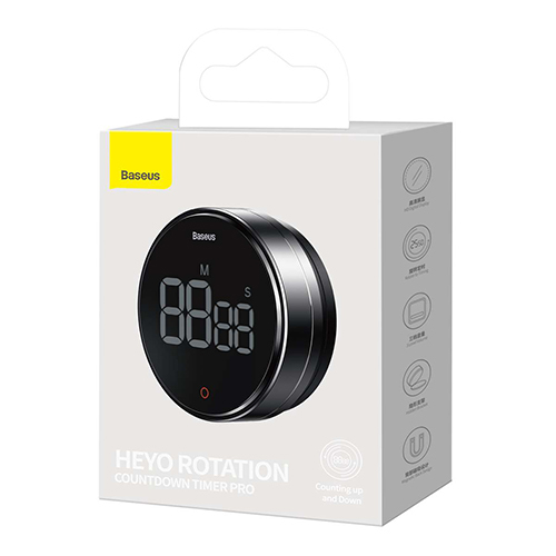 Baseus Heyo Rotation Timer Pro Magnetic Digital Alarm Clock - Dark Gray - FMDS00013 (Code:210)