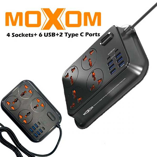 مكسوم، موزع كهرباء 4 مقابس تيار متردد + 2  تايب سي + 6 USB – شحن سريع 3.5 أمبير -2500 واط (كود:84)