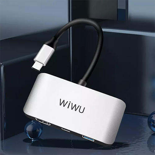 3 in 1 Type C Adapter with USB3.0 Fast Data Transfer 4K HDMI Display and Fast Charging (Code:150)