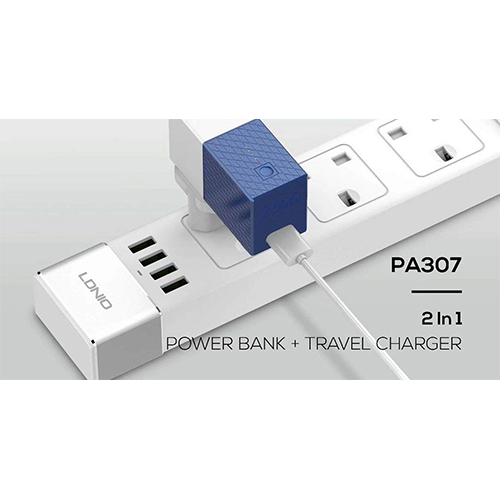 لدنيو - بأور بانك متعدد الوظائف 2600 مللي أمبير مع شاحن محول 1 USB - موديلPA307 (كود:41)