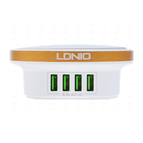 لدنيو - مصباح مكتب كهربائي LED و شاحن 4 منافذ USB بقوة 4.4 أمبير – أبيض - موديلA4406 (كود:72)