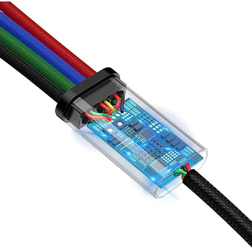 بيسوس كيبل 4×1 [2 شحن لايتنينج 8 pin + شحن مايكرو USB + شحن USB من النوع C] (كود:212)