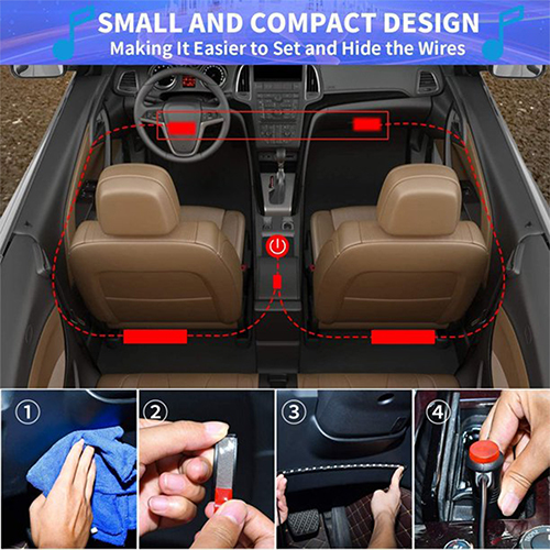 4 in 1 Car Decorative Light Bar 12V 8 Colors LED Changing Lighting with Music 5050-SMD (Code223)