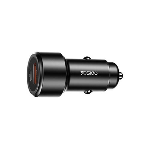 Yesido Car Charger With Type-C And USB Port 42W - Black (Code:240)