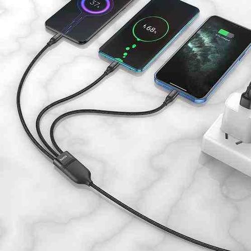 hoco fast charging cable usb to lightning+micro+type-c (code-290)