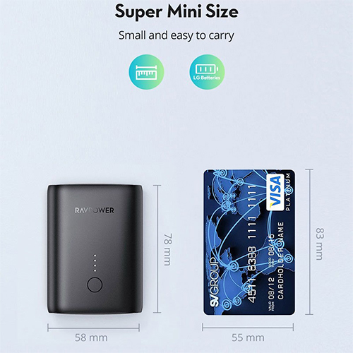 RAVPower MFi Power Bank 10000 mAh Dual USB 18 Watts - Black (Code:146)