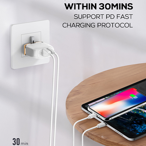لدنيو- شاحن سريع بقوة 20 واط مع منفذ QC3.0 ومنفذ Type-C - موديل A2316C-UK (كود:109)