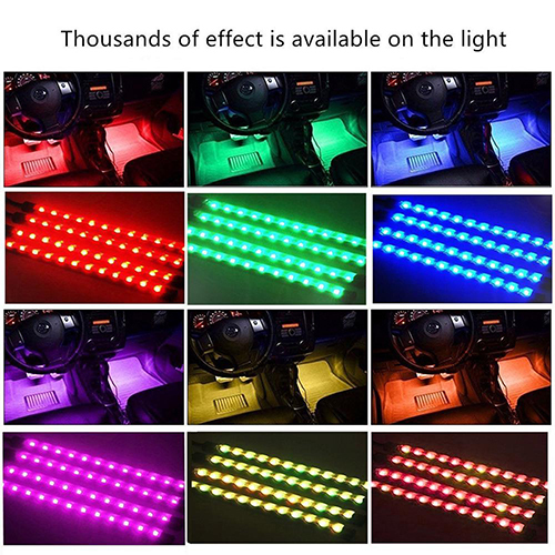 4 in 1 Car Decorative Light Bar 12V 8 Colors LED Changing Lighting with Music 5050-SMD (Code223)