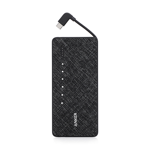 انكر - بطارية إحتياطية باور كور + ميترو بلس سعة 10,000mAh مع كابل USB-C مدمج - أسود (كود:229)