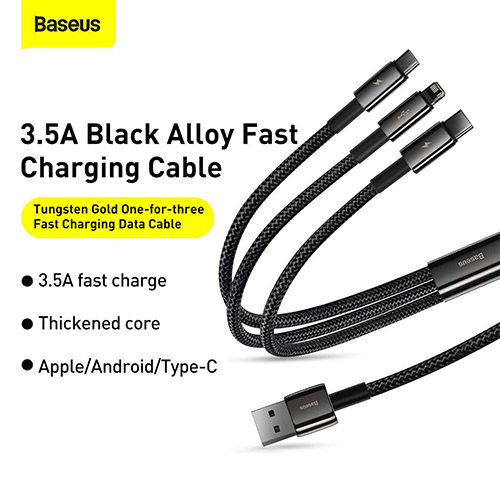 Baseus Cable - 3 in 1 Multifunctional USB to Micro / Type C / Lightning