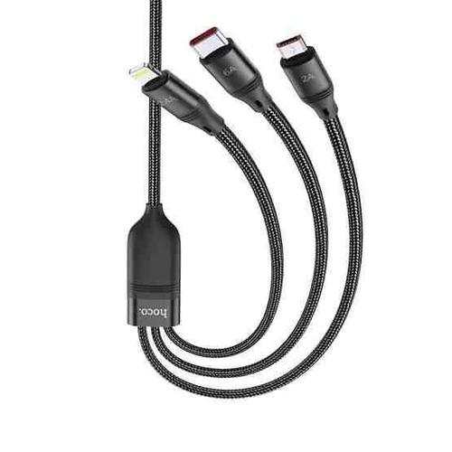 hoco fast charging cable usb to lightning+micro+type-c (code-290)