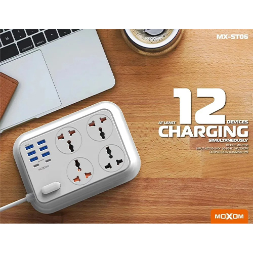 مكسوم، موزع كهرباء 4 مقابس تيار متردد + 2  تايب سي + 6 USB – شحن سريع 3.5 أمبير -2500 واط (كود:84)