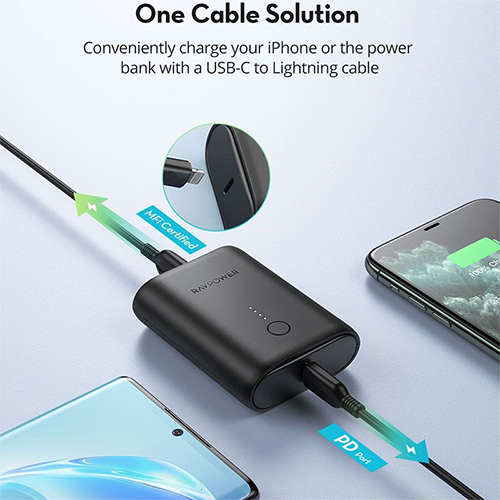 RAVPower MFi Power Bank 10000 mAh Dual USB 18 Watts - Black (Code:146)