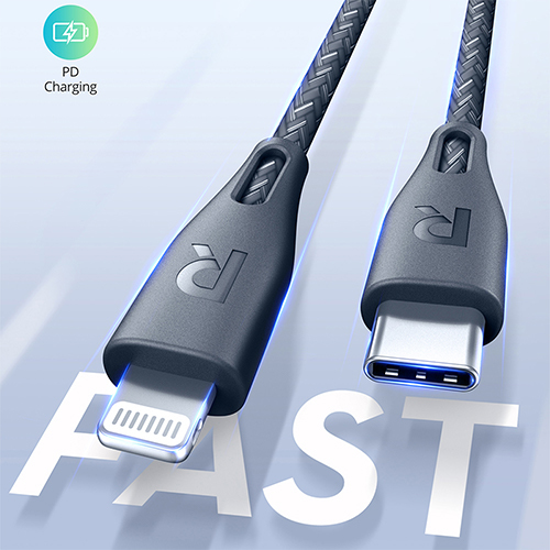 From RAV Power Cable 2 Meters Braided with Nylon Type C to Lightning (Code: 141)