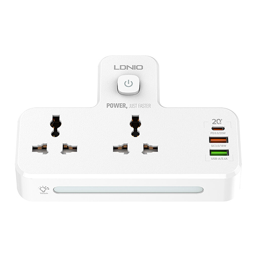 شاحن لدنيو بقوة 20 واط  يحتوي على 2 مقبس كهرباء ومنفذ USB 2 + PD- موديل SC2311(كود:42)