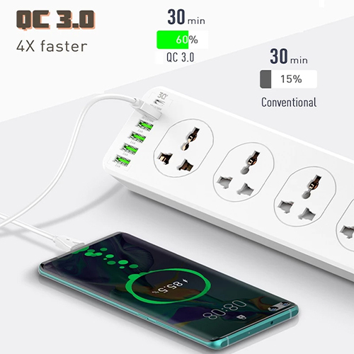 لدنيو -  مشترك الشحن السريع 5 مقابس كهرباء+ 5 منافذ USB + منفذ 1 PD - موديل SC10610 (كود:40)
