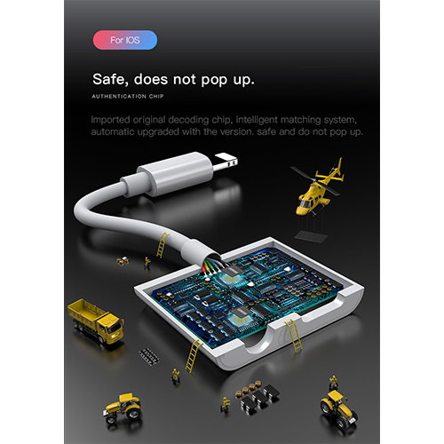 Jerome Lightning to 3.5mm Audio Jack Adapter + Lightning Charging Port - White (Code: 171)
