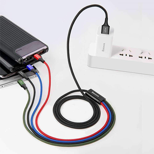 بيسوس كيبل 4×1 [2 شحن لايتنينج 8 pin + شحن مايكرو USB + شحن USB من النوع C] (كود:212)