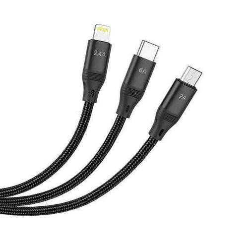 hoco fast charging cable usb to lightning+micro+type-c (code-290)