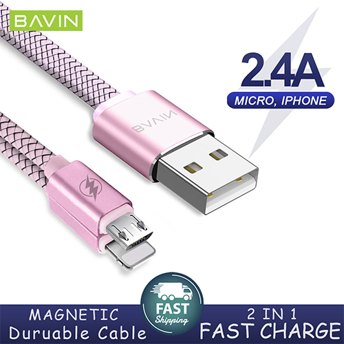 Pavin 2 in 1 Magnetic Absorption Fast USB Data Transfer Cable (code: 66)
