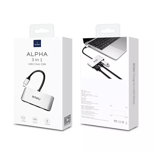 3 in 1 Type C Adapter with USB3.0 Fast Data Transfer 4K HDMI Display and Fast Charging (Code:150)
