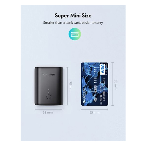 RAV Power - 10000 mAh Backup Battery with PD and QC Port for Fast Charging (Code:144)