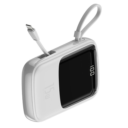 بيسوس–10,000mAh بطارية احتياطية ثنائي USB مع شاشة عرض 3 أمبير وكيبل لإيفون - موديل PPQD-B0(كود :94)