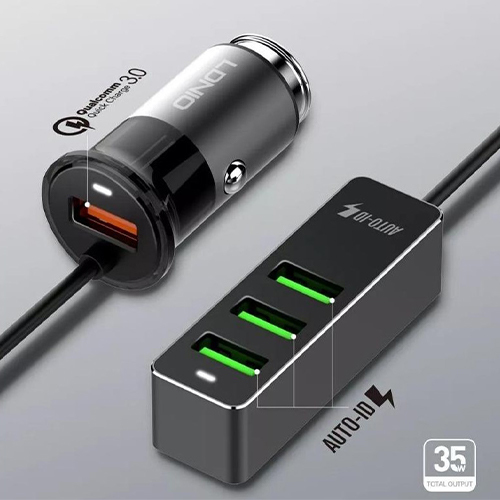 لدنيو – شاحن سيارة مع 4 منافذ USB بقوة 3.4 أمبير (كود:44)