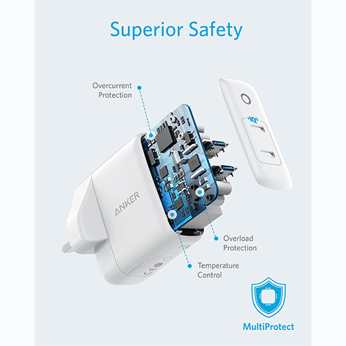 أنكر - شاحن PowerPort III Duo بقوة 40 واط - أبيض (كود :165)