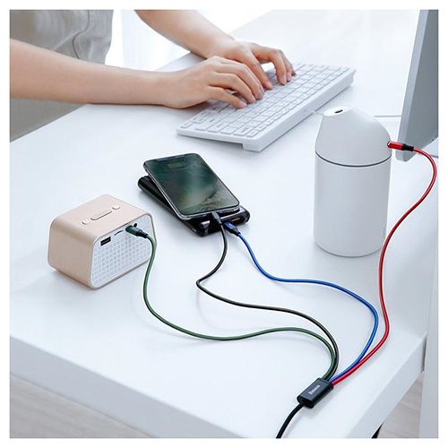 بيسوس كيبل 4×1 [2 شحن لايتنينج 8 pin + شحن مايكرو USB + شحن USB من النوع C] (كود:212)