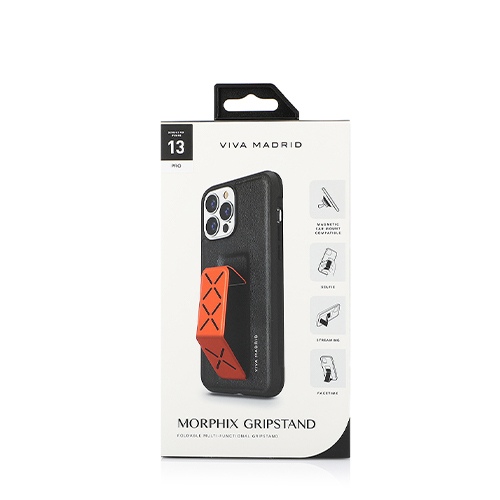 Cover Viva Madrid Morfix Leather Case with Grip iPhone 13 Pro - Orange Black (Code:273)