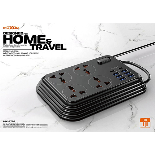 مكسوم، موزع كهرباء 4 مقابس تيار متردد + 2  تايب سي + 6 USB – شحن سريع 3.5 أمبير -2500 واط (كود:84)