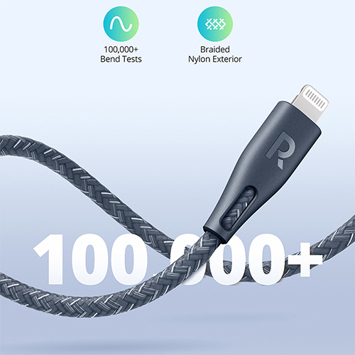 From RAV Power Cable 2 Meters Braided with Nylon Type C to Lightning (Code: 141)