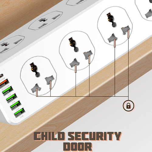 لدنيو -  مشترك الشحن السريع 5 مقابس كهرباء+ 5 منافذ USB + منفذ 1 PD - موديل SC10610 (كود:40)